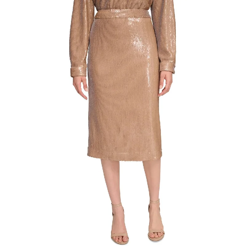 Women's wrap dresses with green accents-Calvin Klein Womens   Side Slit Midi Pencil Skirt