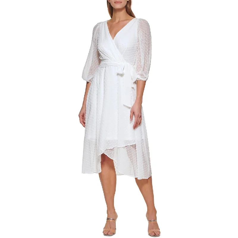 Wrap dresses for Halloween-DKNY Womens Belted Midi Wrap Dress