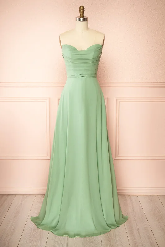 Off-shoulder bridesmaid dress for stylish wedding look -Janie Mint | Chiffon Maxi Dress w/ Neck Scarf Off-shoulder bridesmaid dress for stylish wedding look -Janie Mint | Chiffon Maxi Dress w/ Neck Scarf