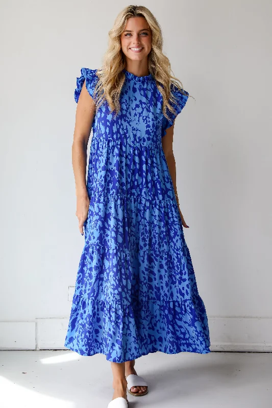 Stylish work dress for professional women -FINAL SALE - Spectacularly Gorgeous Navy Tiered Maxi Dress