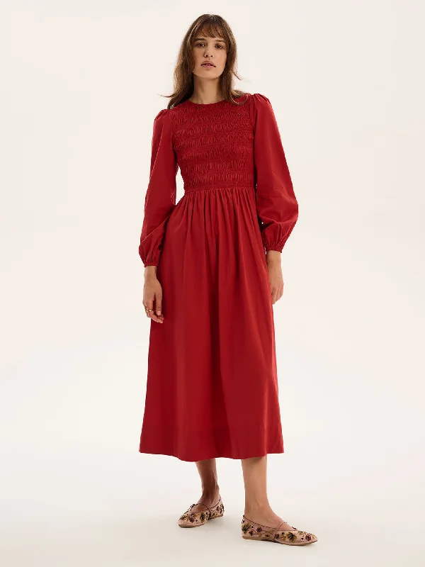 Day dress with zip back for easy on-and-off -Saint Dress in Red