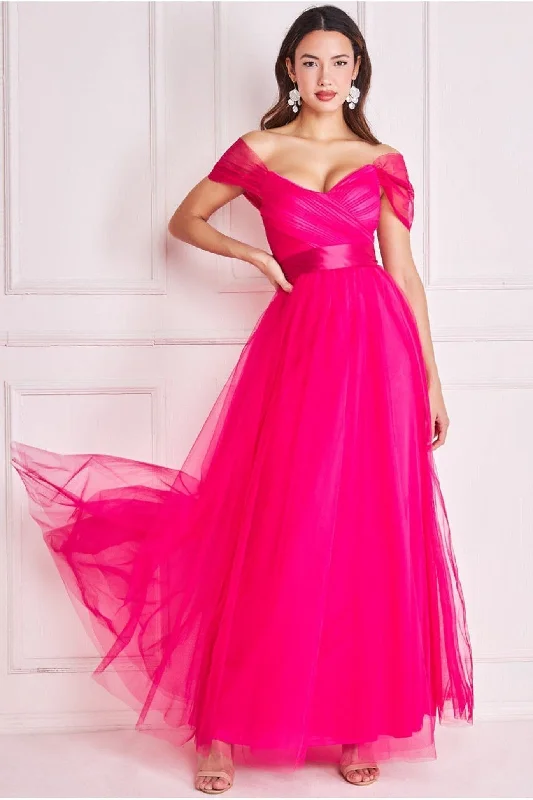 Elegant bridesmaid dresses for fall wedding -Off The Shoulder Princess Maxi Dress - Hot Pink by Goddiva Elegant bridesmaid dresses for fall wedding -Off The Shoulder Princess Maxi Dress - Hot Pink by Goddiva