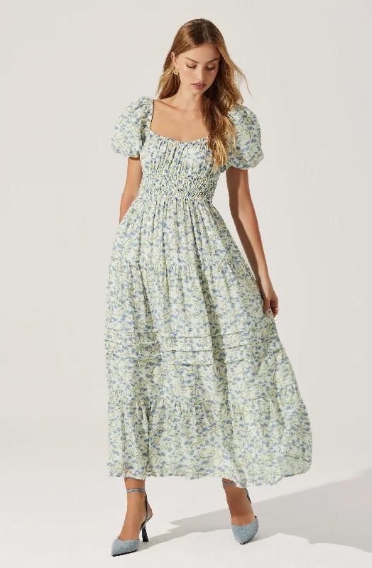 Women’s office dress with modern professional cut -Florentina Floral Tiered Maxi Dress