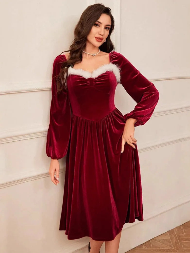 Stylish work dress for women -Women's Retro Elegant Christmas Party Cocktail Dress