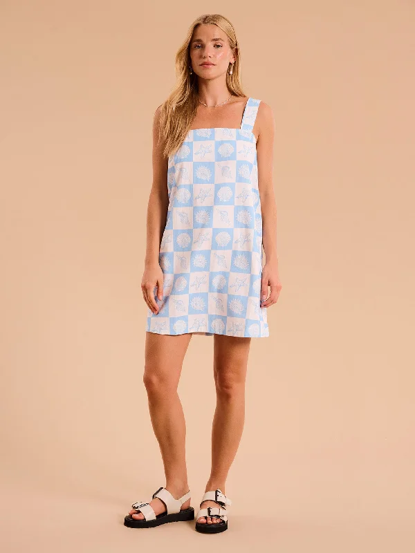Casual day dress for running errands -Annabella Dress in Shell Checkerboard Print
