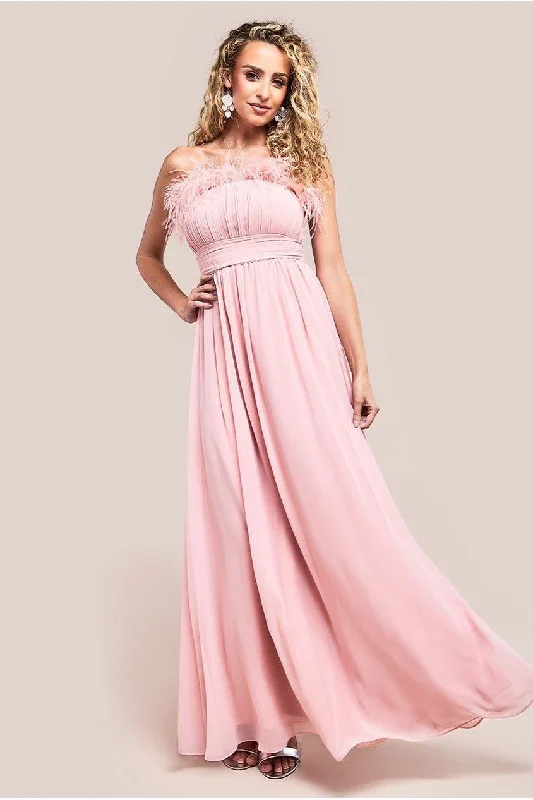 Blush pink bridesmaid dress for soft romantic tone -Bridesmaids Chiffon Maxi Dress - Blush by Goddiva Blush pink bridesmaid dress for soft romantic tone -Bridesmaids Chiffon Maxi Dress - Blush by Goddiva
