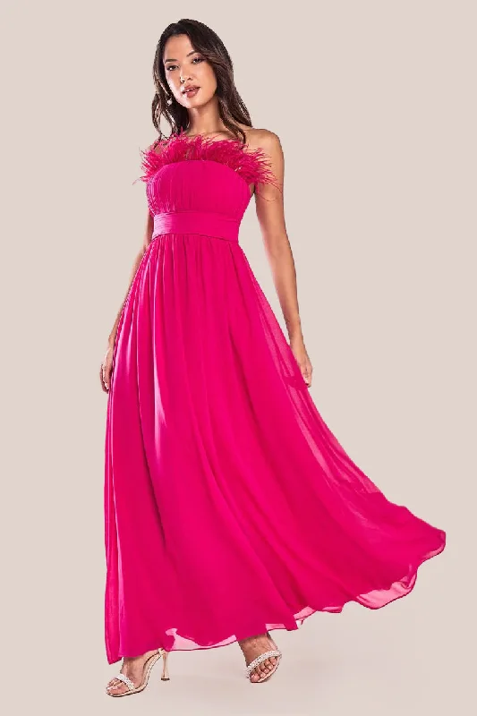 Bridesmaid dresses with satin finish for polished look -Bridesmaids Chiffon Maxi Dress - Hot Pink by Goddiva Bridesmaid dresses with satin finish for polished look -Bridesmaids Chiffon Maxi Dress - Hot Pink by Goddiva