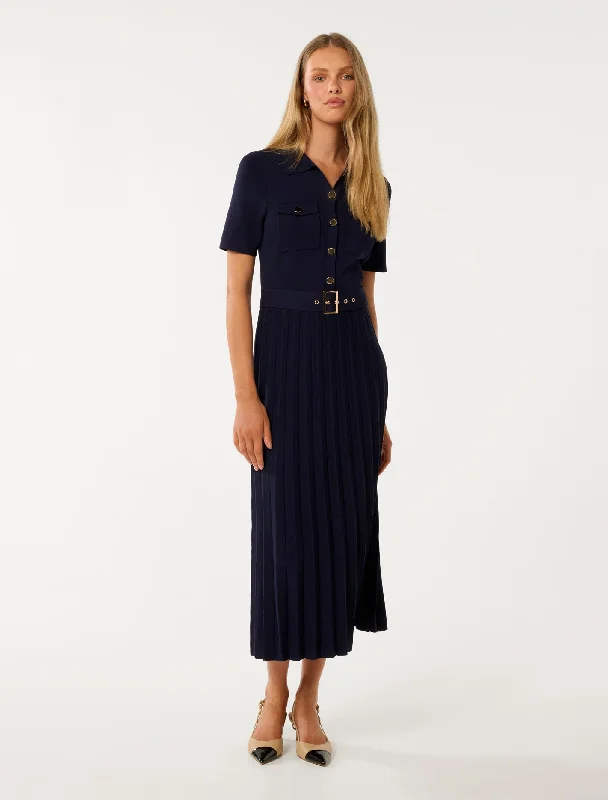 Day dress with floral patterns for fun look -Gigi Utility Midi Knit Dress