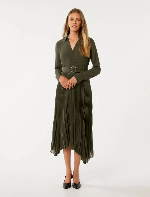 Day dress with floral print for spring events -Theresa Wrap Pleat Midi Dress