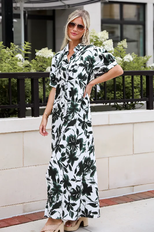 Women’s chic work dress with flattering hemline -FINAL SALE - Darling Attraction Ivory Floral Maxi Dress Women’s chic work dress with flattering hemline -FINAL SALE - Darling Attraction Ivory Floral Maxi Dress