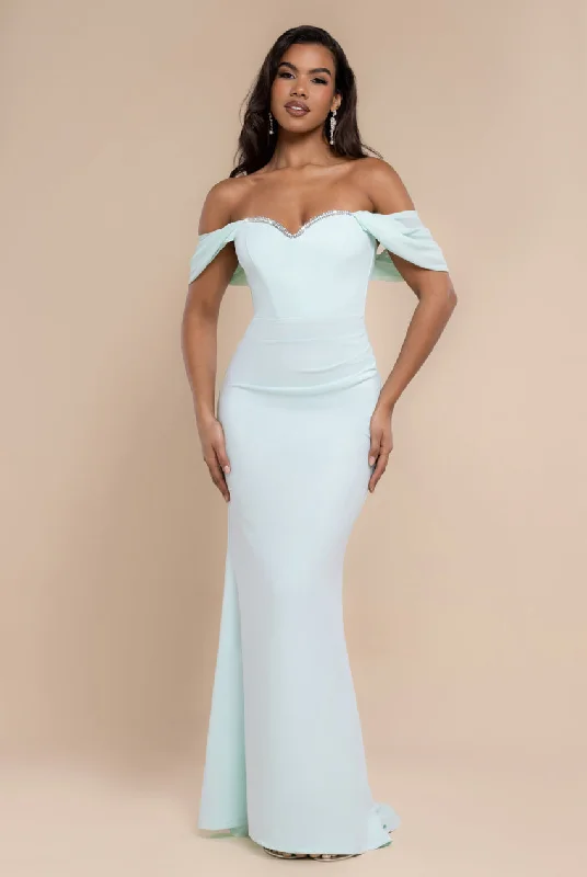 Burgundy bridesmaid dress for a rich tone -Off The Shoulder Draped Sleeve Maxi Dress With Diamante Neckline - Mint Green by Goddiva Burgundy bridesmaid dress for a rich tone -Off The Shoulder Draped Sleeve Maxi Dress With Diamante Neckline - Mint Green by Goddiva