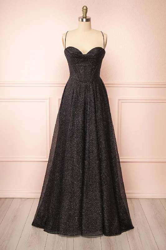 Bridesmaid dresses with glitter details for shimmer -Lexy Black | Sparkly Cowl Neck Maxi Dress Bridesmaid dresses with glitter details for shimmer -Lexy Black | Sparkly Cowl Neck Maxi Dress