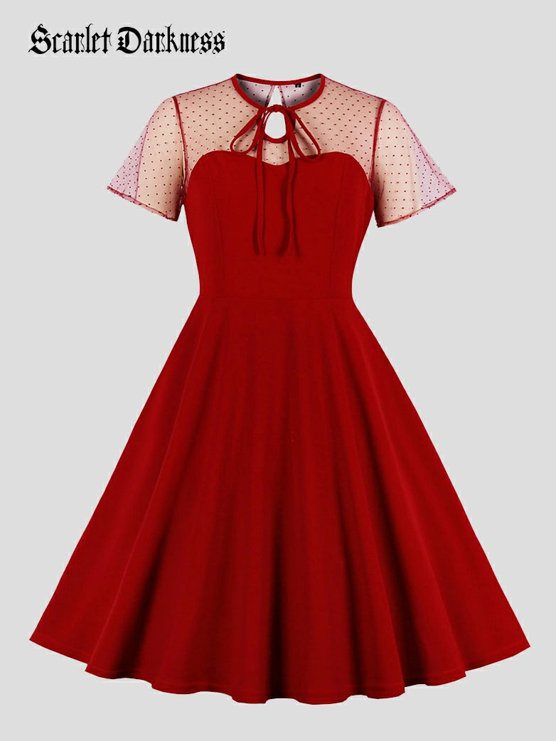 Comfortable women’s work dress for all-day wear -1950s Mesh Polka Dot Large Swing Tutu Dress Comfortable women’s work dress for all-day wear -1950s Mesh Polka Dot Large Swing Tutu Dress