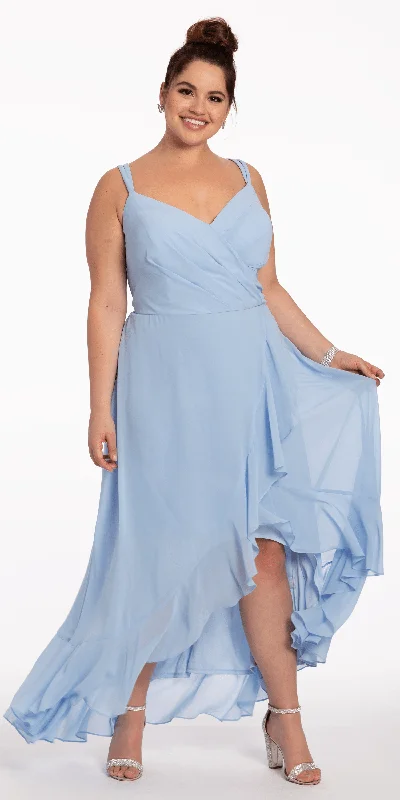 Bridesmaid dresses with lace sleeves for elegance -Tiered Chiffon Double Strap High Low Dress Bridesmaid dresses with lace sleeves for elegance -Tiered Chiffon Double Strap High Low Dress