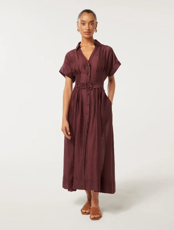 Day dress with gathered waist for defined silhouette -Judith Petite Shirt Dress