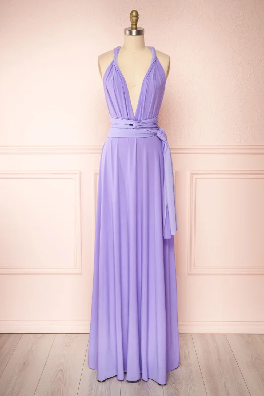 Bridesmaid dress with tulle overlay for dreamy effect -Violaine Lilac | Convertible Maxi Dress Bridesmaid dress with tulle overlay for dreamy effect -Violaine Lilac | Convertible Maxi Dress
