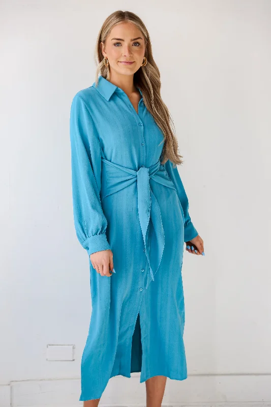 Women’s business work dress with unique design -FINAL SALE - Divinely Dreamy Blue Midi Dress Women’s business work dress with unique design -FINAL SALE - Divinely Dreamy Blue Midi Dress