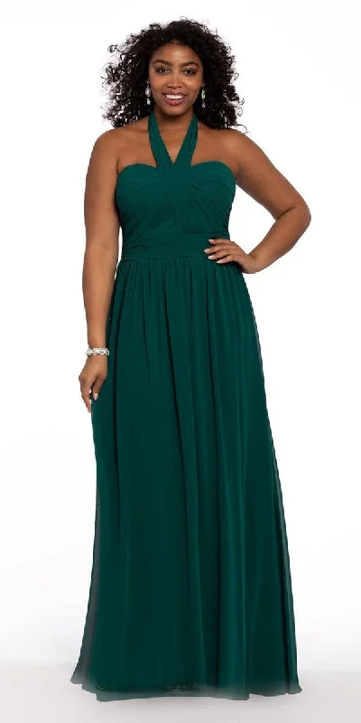 Bridesmaid dresses with side slit for a chic look -Tie Neck Halter Dress - Petite