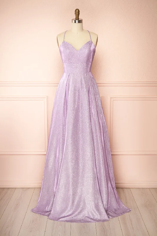 Bridesmaid dresses with long chiffon sleeves for graceful feel -Darya Lavender | Sparkly Maxi Dress w/ Open Back Bridesmaid dresses with long chiffon sleeves for graceful feel -Darya Lavender | Sparkly Maxi Dress w/ Open Back
