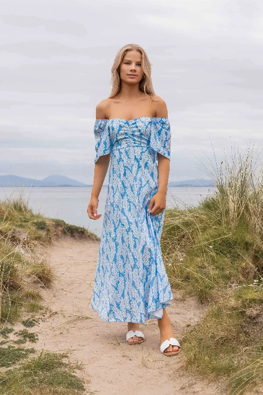 Casual day dress for everyday wear -Niamh Blue Midi Dress