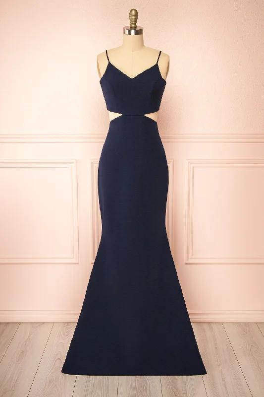 Light green bridesmaid dress for a refreshing vibe -Kamilla Navy | Maxi Mermaid Dress w/ Cut-Outs Light green bridesmaid dress for a refreshing vibe -Kamilla Navy | Maxi Mermaid Dress w/ Cut-Outs