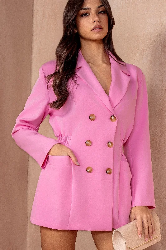 Day dress for work office wear -Charlie Pink Pocket Blazer Dress