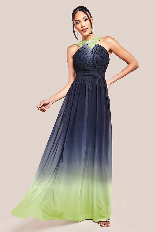 Bridesmaid dresses for church weddings with simple style -Ombre Cross Front Pleated Maxi Dress - Lime Ombre by Goddiva Bridesmaid dresses for church weddings with simple style -Ombre Cross Front Pleated Maxi Dress - Lime Ombre by Goddiva