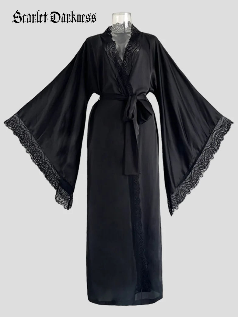 Women’s work dress with vibrant colors for office -Gothic Sexy Satin Lace Nightgown Women Pajamas Women’s work dress with vibrant colors for office -Gothic Sexy Satin Lace Nightgown Women Pajamas