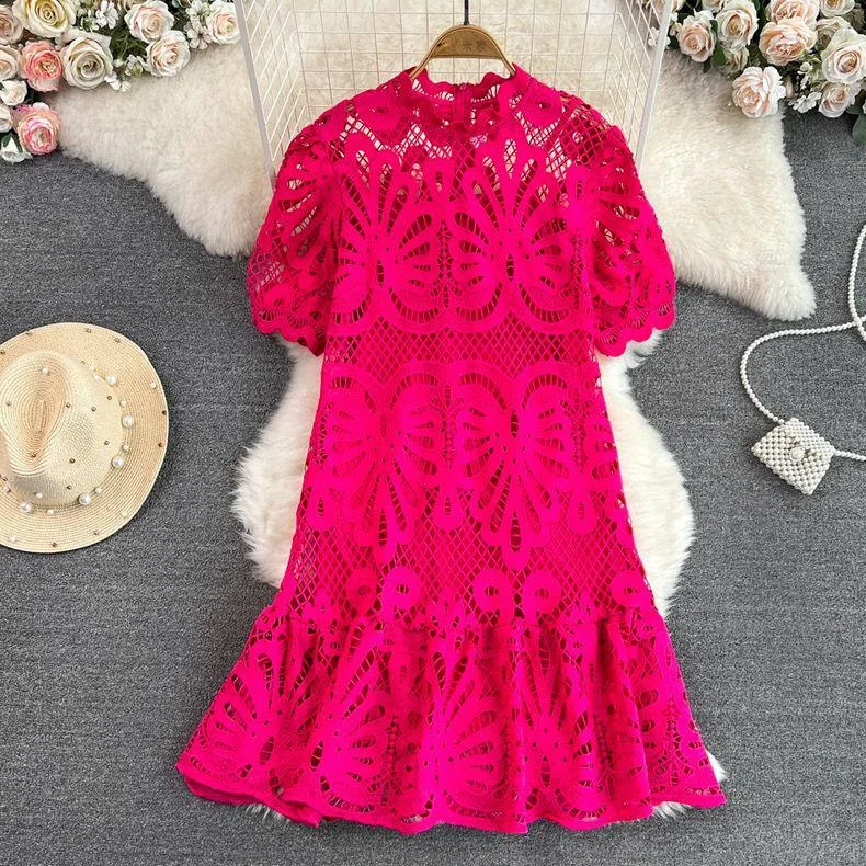 Women’s sweetheart neckline prom dress for elegance -Anfisa Crochet Dress