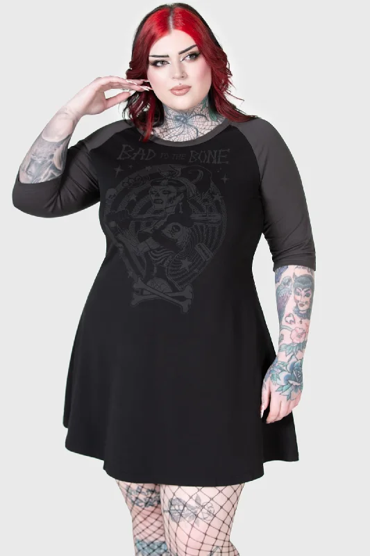 Women’s prom dress with dramatic train -Bad 2 The Bone Raglan Dress [PLUS]