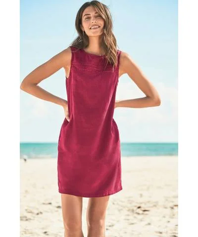 Women’s blue chiffon prom dress for a breezy style -Berry Linen Blend Shift Dress