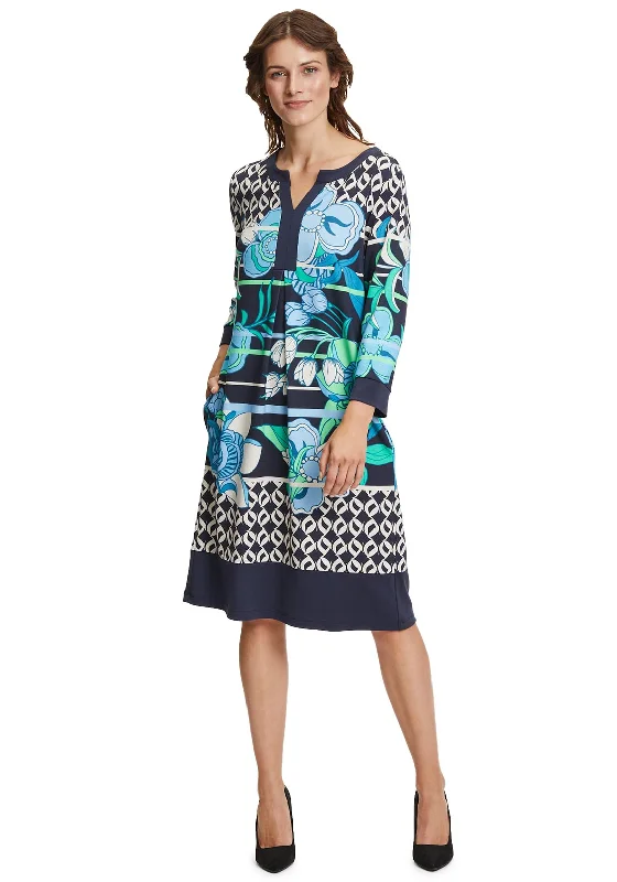Women's wrap dresses with pool floats-Betty Barclay Floral Tunic Dress, Navy Multi