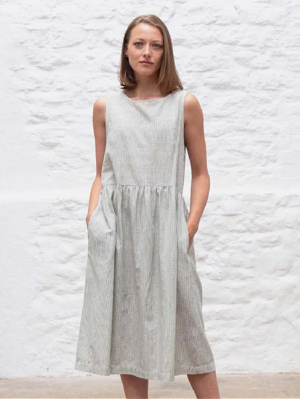Day dress with relaxed fit for comfort -Elaine Cotton & Linen Day Dress | Stripe