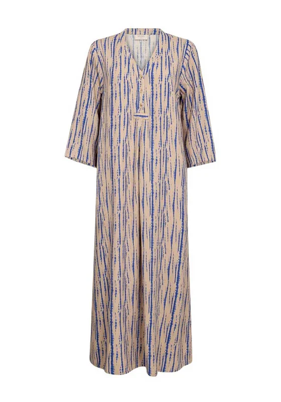 Wrap dresses for Mother's Day gifts-Freequent Larin Linen Blend Tunic Dress, Sand Melange & Nebulas Blue Wrap dresses for Mother's Day gifts-Freequent Larin Linen Blend Tunic Dress, Sand Melange & Nebulas Blue