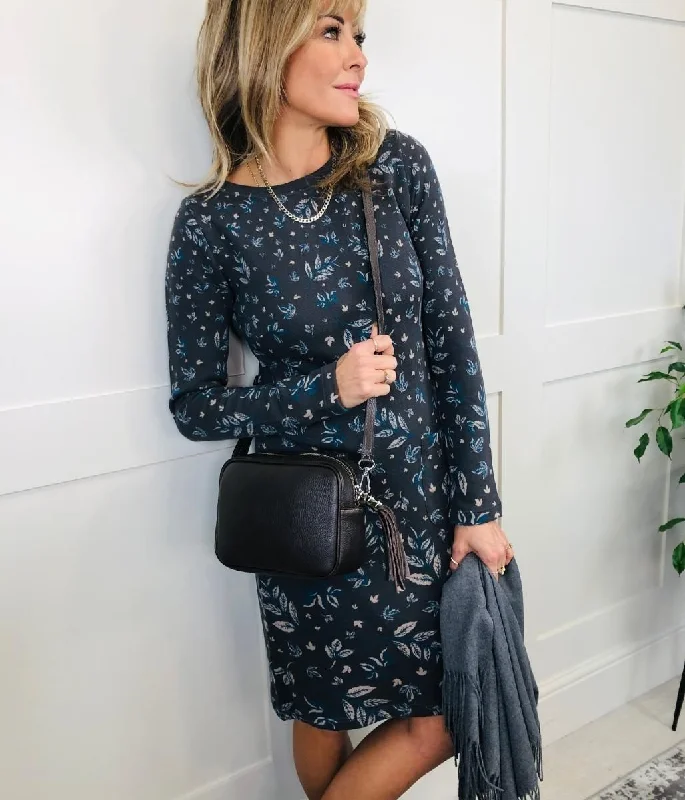Wrap dresses for music festivals-Grey Fleur Jersey Tunic Dress