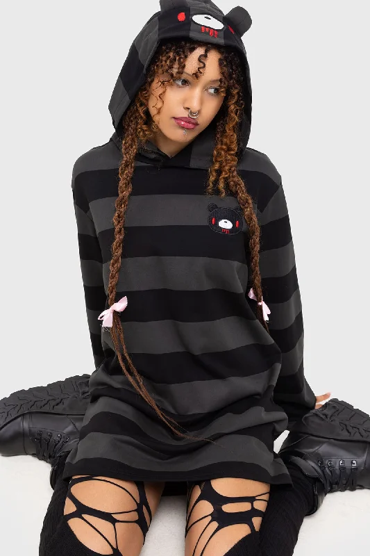 Women’s black lace-up prom dress for stylish design -Harajuku Hooded Dress