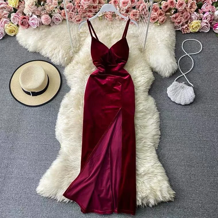 Women’s floral lace prom dress for a feminine touch -Harper Velvet Dress