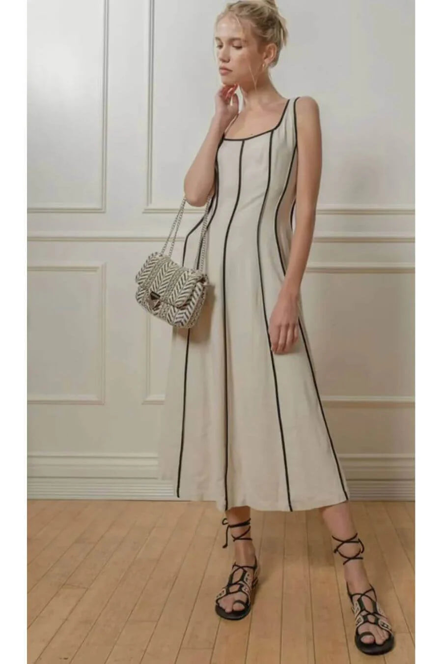 Women’s pink prom dress for soft elegance -Harret Breezy Summer Dress in Beige