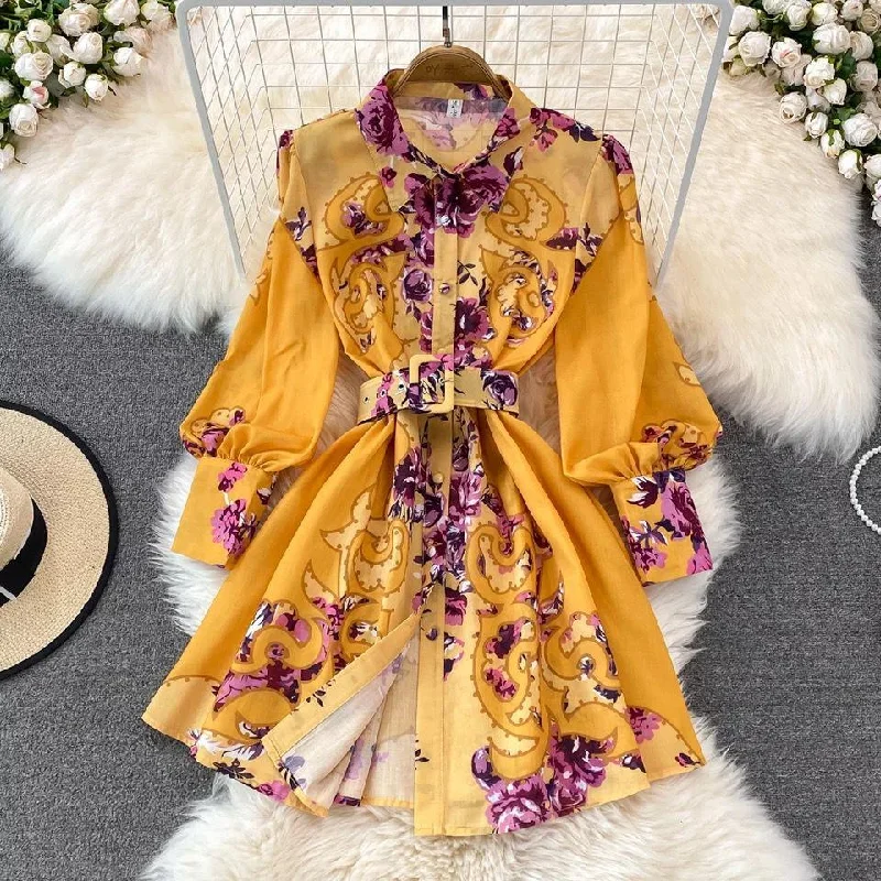 Day dress with gathered sleeves for volume -Havana Holiday Dress