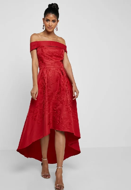 Women’s beige prom dress for a neutral yet elegant vibe -Heloise Red Embroidered Dress Women’s beige prom dress for a neutral yet elegant vibe -Heloise Red Embroidered Dress