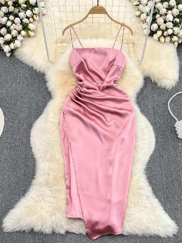 Women’s long lace prom dress for a refined look -Irene Luxury Satin Dress