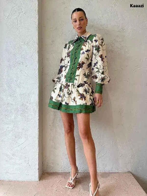 Women’s gold prom dress for elegant and luxurious style -Jered Collared Summer Dress in Green Women’s gold prom dress for elegant and luxurious style -Jered Collared Summer Dress in Green