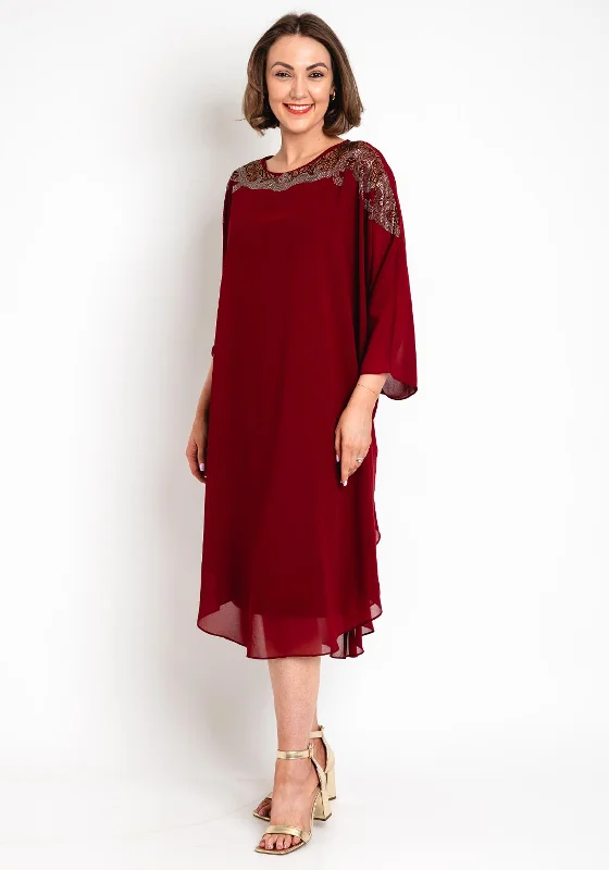 Wrap dresses for Valentine's Day dates-Serafina Collection Embellished Neck Tunic Dress, Wine Wrap dresses for Valentine's Day dates-Serafina Collection Embellished Neck Tunic Dress, Wine