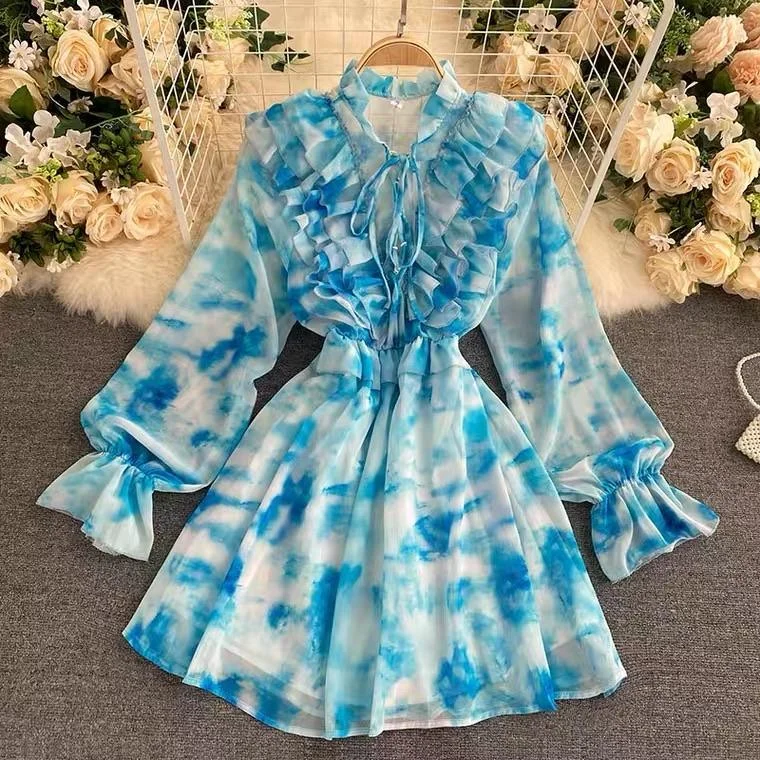 Women’s chic beaded prom dress for a classy appearance -Maisto Tie and Dye Dress
