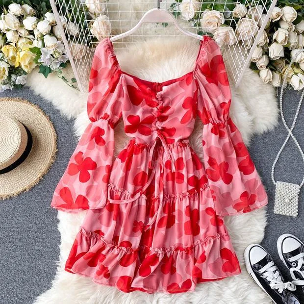 Women’s pink floral prom dress for a romantic style -Miranda Luxury Floral Dress