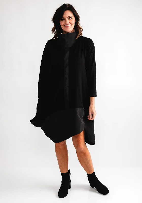 Wrap dresses for Christmas parties-My Soul Contrast Material Panel Tunic Dress, Black Wrap dresses for Christmas parties-My Soul Contrast Material Panel Tunic Dress, Black