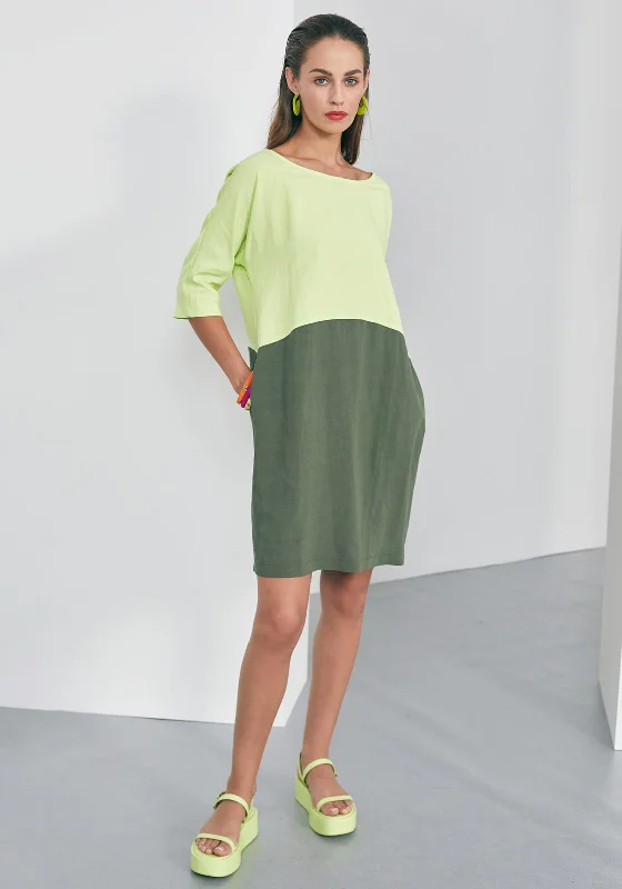 Women's wrap dresses with outdoor-inspired accessories-Naya Colour Block Tunic Dress, Daiquiri Women's wrap dresses with outdoor-inspired accessories-Naya Colour Block Tunic Dress, Daiquiri