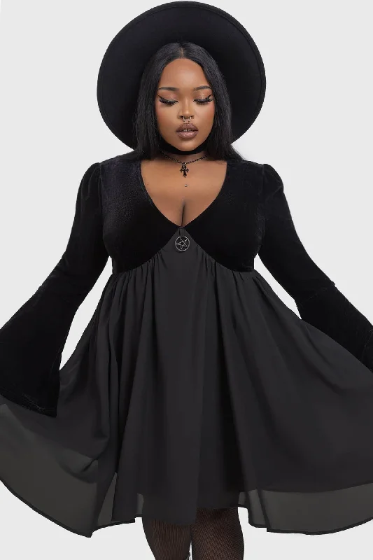 Women’s chic long-sleeve prom dress for a modern look -Nyctogrim Dress [PLUS]