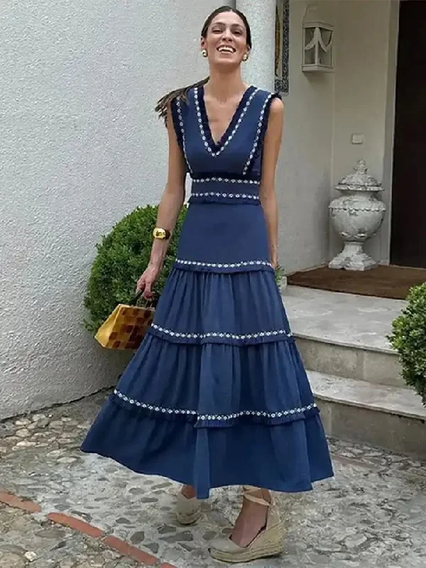 Women’s blue prom dress for a cool vibe -Rapunzel Cotton Summer Dress in Blue - Luxe Collection