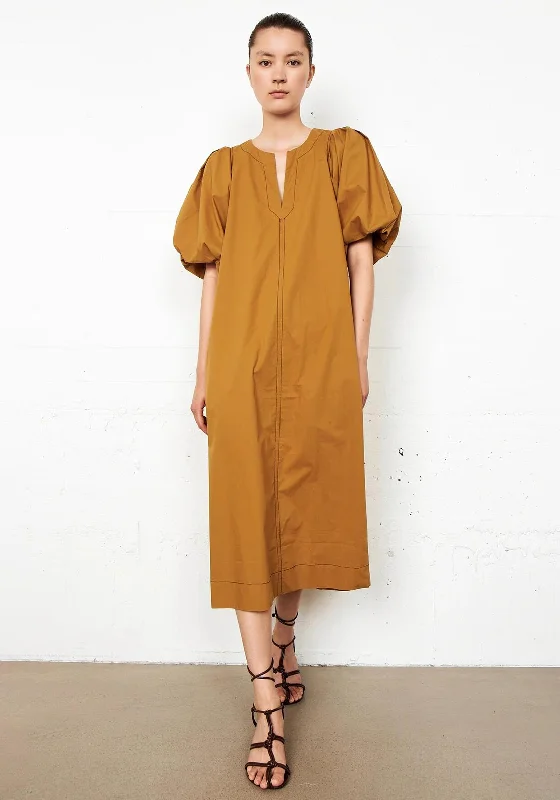 Women's wrap dresses with festival-inspired fashion-Second Female Larkin Tunic Dress, Golden Brown Women's wrap dresses with festival-inspired fashion-Second Female Larkin Tunic Dress, Golden Brown